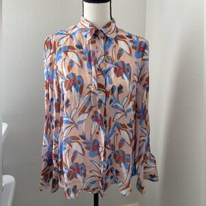Massimo Dutti patterned button up blouse